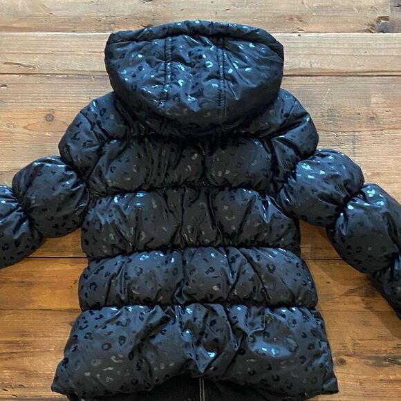 Pink Platinum Winter Puffer Coat Black Hooded Size 4 - Picture 7 of 14